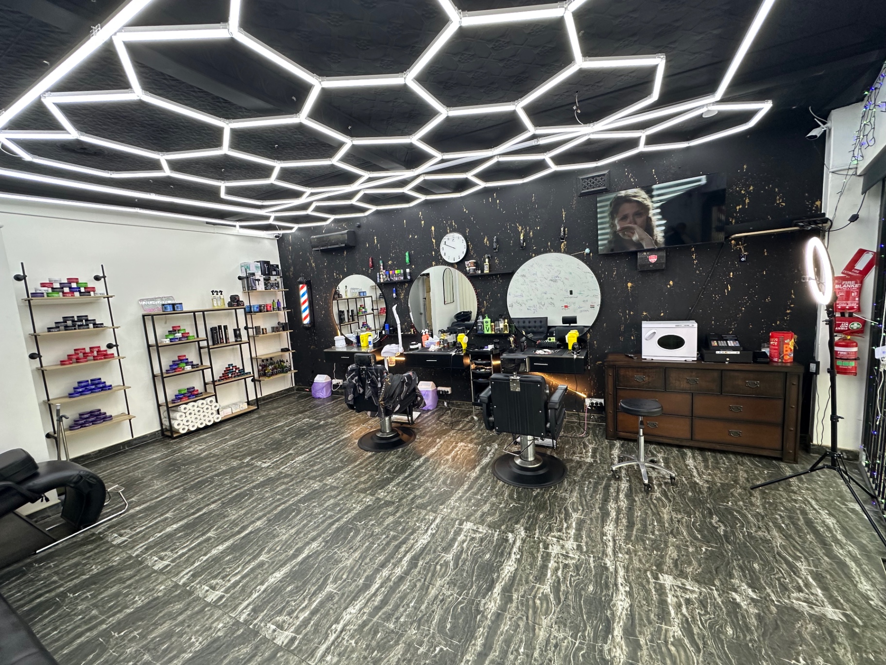 Smart Style Barbers shop interior with barber stations
